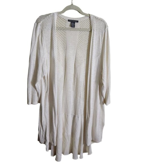 Kate & Mallory Neutral Lightweight Open Mixed Media Cardigan Sweater Size 2X - Picture 1 of 5